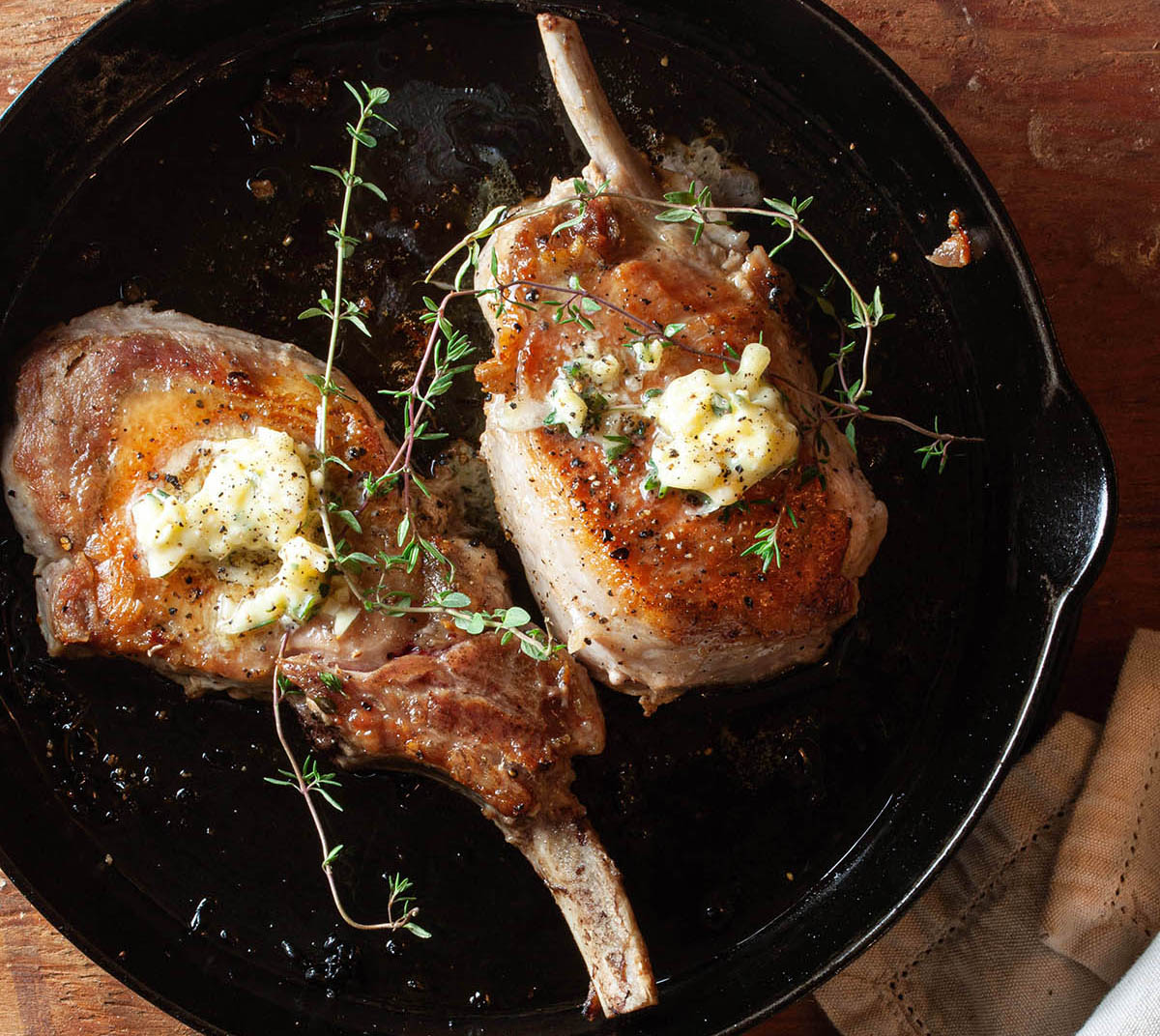 French Cut Bone-in Pork Chops with Garlic Herb Butter · simple artistic cooking