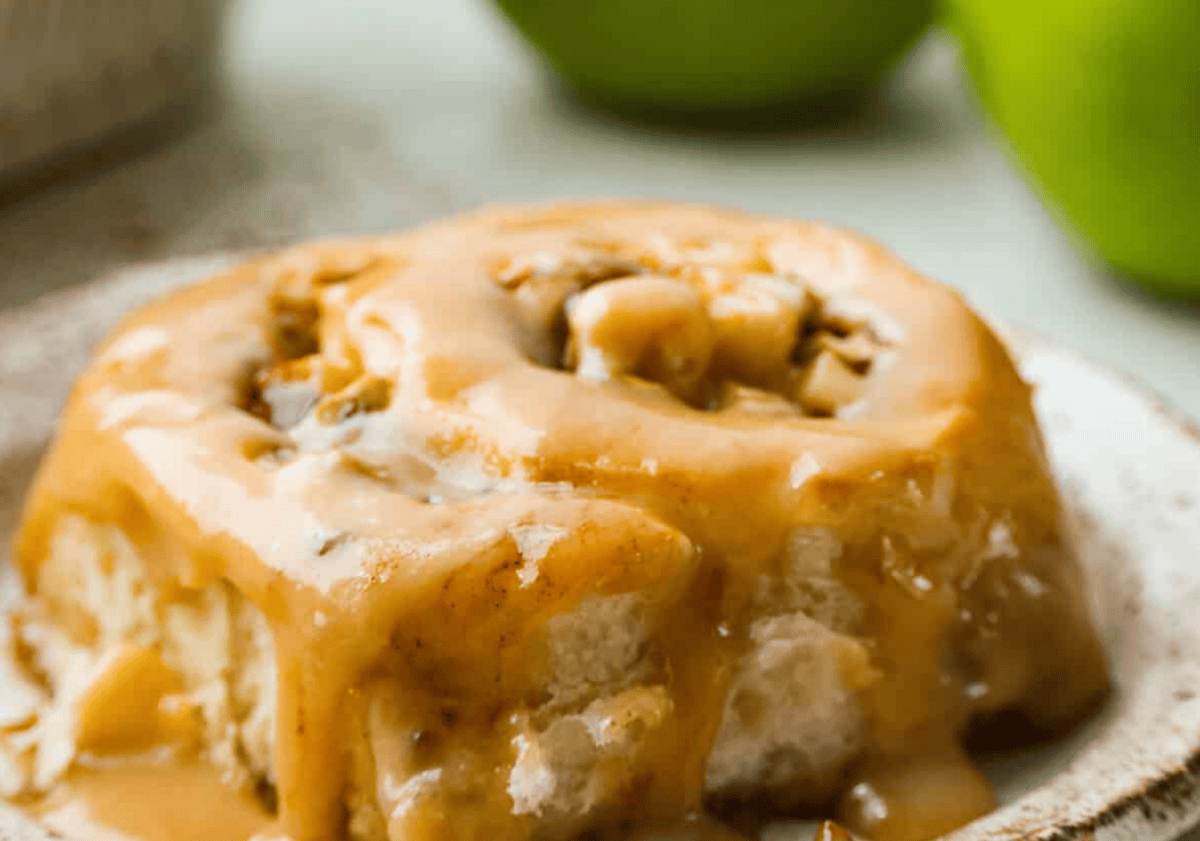 Caramel Apple Cinnamon Rolls with Homemade Caramel Glaze