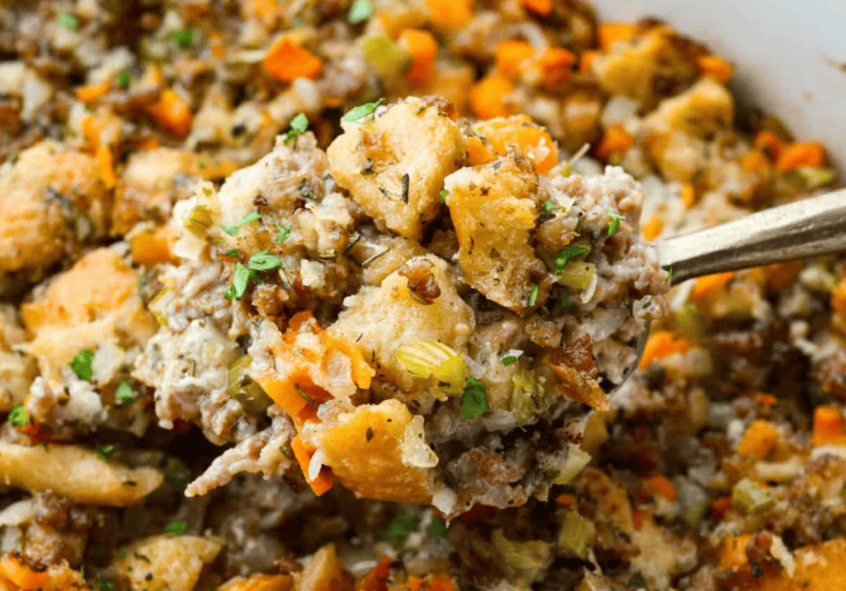 Sourdough Stuffing Recipe with Sausage and Fresh Herbs